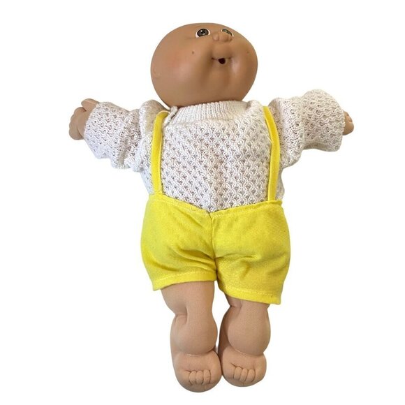 Vintage Cabbage Patch Kids Doll Bald Brown Eyes Baby Infant New‎ Born 80's Retro - Picture 1 of 9